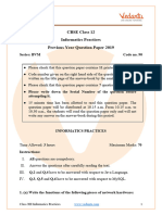 CBSE Class 12 Informatics Practices Question Paper 2019 With Solutions