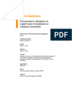 Bank Guidance Procurement in Situations of Urgent Need of Assistance or Capacity Constraints