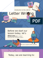 Letter Writing Education Presentation in Blue Cream Simple Lined Style