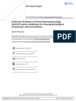 American Academy of Clinical Neuropsychology (AACN) Practice Guidelines For Neuropsychological Assessment and Consultation