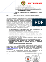 O.T. #67 - 2024 Divpol Sicuani Remitir Informe Sobre Los Avances y Dificultades Del Cumplimiento Del Plan de Accion Regional de Seguridad Ciudadana.