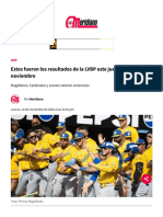 Estos Fueron Los Resultados de La LVBP Este Jueves 14 de Noviembre