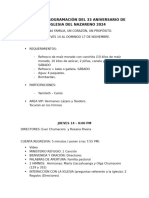Programación 33 Aniversario Iglesia Del Nazareno Tarapoto