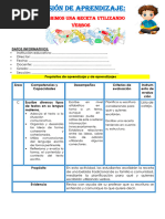 Segundo Grado ESCRIBIMOS - UNA - RECETA - UTILIZANDO VERBOS Grupo 4