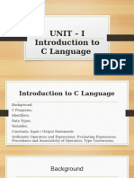 Unit 1 Introduction To C Language