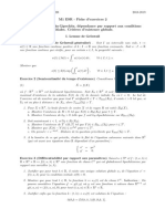 M1 ESR - Fiche D'exercices 2 TH Eor' Eme de Cauchy-Lipschitz, D Ependance Par Rapport Aux Conditions Initiales. Crit' Eres D'existence Globale