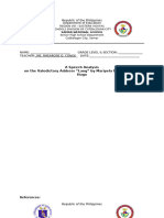 Speech Analysis Format and Rubrics