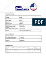 USA Information Sheet For Visit Visa