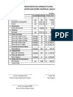 Presupuesto Drenaje Pluvial