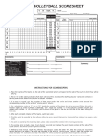 Volleyball Score Sheet