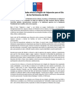 (Comunicado Seremi de Las Culturas) Más de 80 Actividades Ofrece La Región de Valparaíso para El Día de Los Patrimonios para Niñas, Niños y Jóvenes