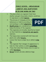 HABITAT AND ADAPTATION - Notes - Grade 6