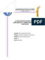 La Solución de Controversias (Diplomático y Juridiccional) en El MERCOSUR