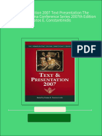 Text Presentation 2007 Text Presentation The Comparative Drama Conference Series 2007th Edition Stratos E. Constantinidis