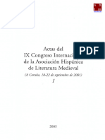 Actas Del IX Congreso Internaciona de La Asociación Hispánica de Literatura Medieval