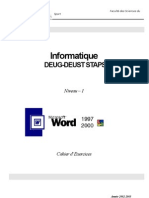 Cours - Apprendre Word - Cahier D'Exercices Niveau 1