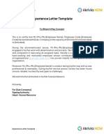 Experience Letter Template