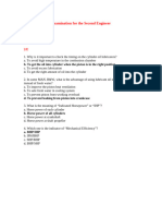 Examination For The Second Engineer: B. To Get The Oil Into Cylinder When The Piston Is in The Right Position