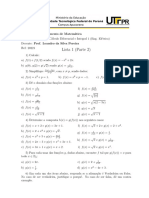 Lista 1 (Parte 2) : DAMAT - Departamento de Matemática CF61A Prof. Leandro Da Silva Pereira