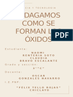 Indagamos Como Se Forman Los Óxidos: Naomi Renteria Soto Claudia Bravo Escalante 3 ° " C " Oscar Gonzales Navarro