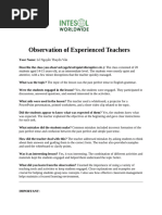 Observation of Experienced Teachers 1