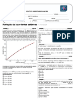 Lista Refração e Lentes - 2º Ano