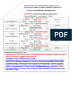 Time Table For Winter 2024 Theory Examination