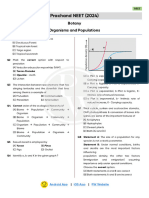 Organisms and Populations Practice Sheet Prachand NEET 2024