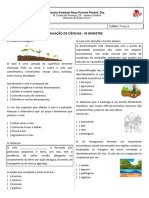 Avaliação de Ciências - 4º Bimestre