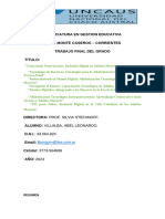 Licenciatura en Gestion Educativa Sede: Monte Caseros - Corrientes Trabajo Final Del Grado Titulo