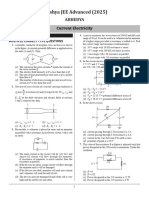 Current Electricity - JEE Advanced Practice Sheet - Lakshya JEE 2025