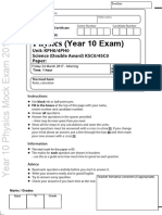 Year 10 Physics Mock Exam 2017