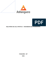 Relatorio de Aula Pratica - FENOMENOS DE TRANSPORTE