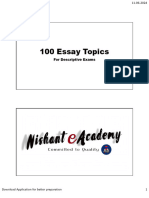 100 Essay Topics: For Descriptive Exams