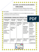 Cronograma Semana Das Crianças. Pronto.