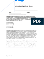 Lista de Aplicação - Equilíbrio Iônico