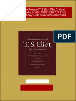 The Complete Prose of T S Eliot The Critical Edition The Perfect Critic 1919 1926 T. S. Eliot Edited by Anthony Cuda & Ronald Schuchard