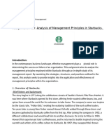 Assignment Title: Analysis of Management Principles in Starbucks