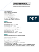 Exercice Debutant Anglais Possessifs