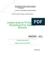 Compte Rendu Tu TP Distillation Discontinue D'un Mélange Binnaire