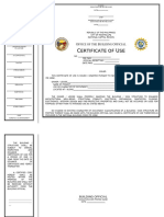 Ertificate of SE: Ffice of The Uilding Fficial