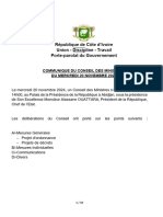 Communique Du Conseil Des Ministres Du 20 Novembre 2024