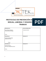 Protocolo de Prevencion Del Acoso Sexual, Laboral y La Violencia en El Trabajo Ley Karin