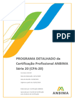 PROGRAMA DETALHADO Da Certificação Profissional ANBIMA Série 20