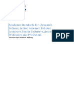 Academic Standards For Research Fellows Senior Research Fellows Lecturers Senior Lecturers Associate Professors and Professors