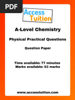 A Level Chemistry Physical Practical Questions QP