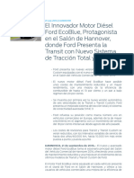 El Innovador Motor Diesel Ford Ecoblue Protagonista en El Salon