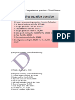 Accounting Equation Comprehensive Questions