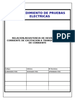 Procedimiento de Prueba Relacion, Resistencia y Corriente Excit Trafo de Corriente