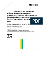 Ingestão Alimentar em Durante Uma Semana de Competição: Atletas de Futebol Seniores Portugueses